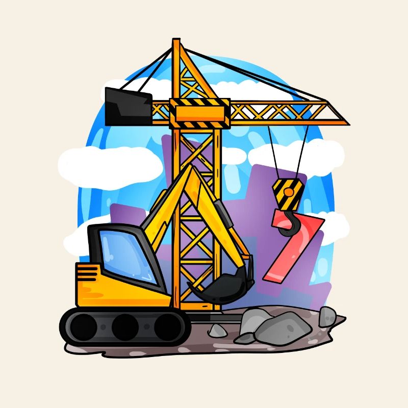 7. Geburtstag 7 Jahre Kran Baustelle Bagger Junge