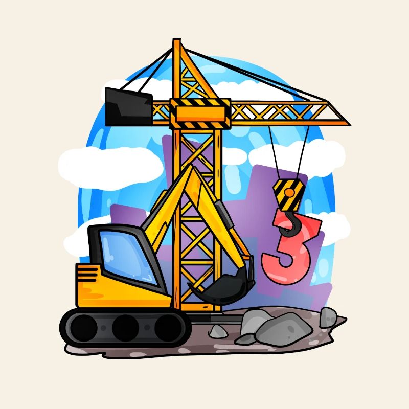 3. Geburtstag 3 Jahre Kran Baustelle Bagger Junge