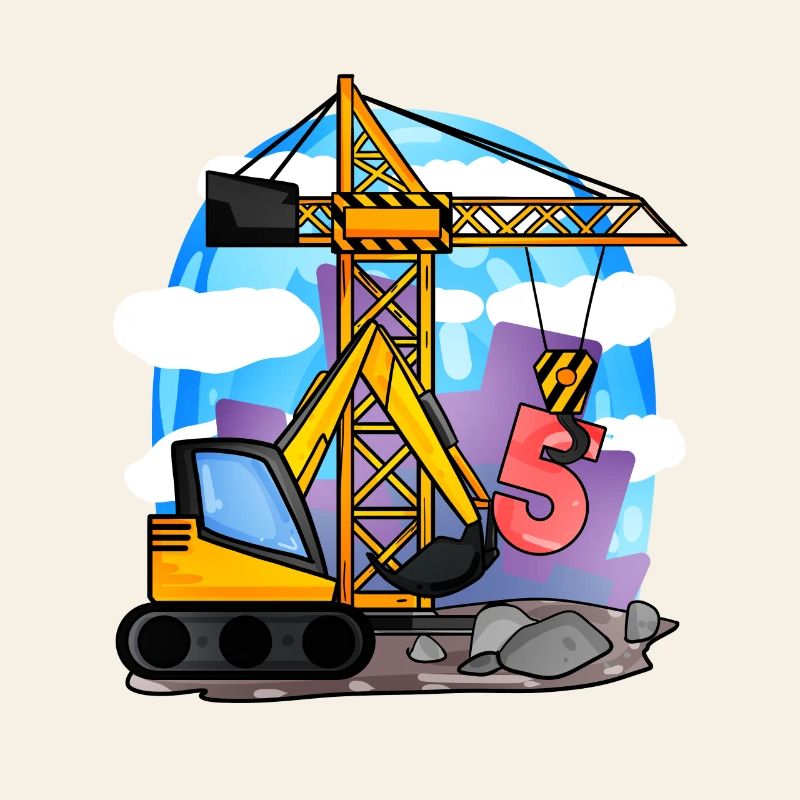 5. Geburtstag 5 Jahre Kran Baustelle Bagger Junge