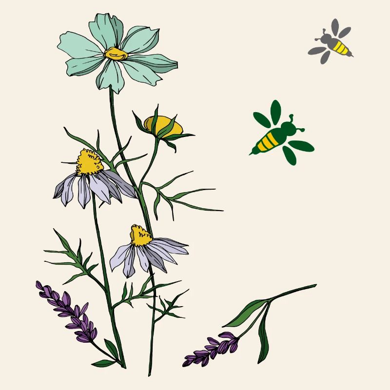 Herbs, chamomile, bees