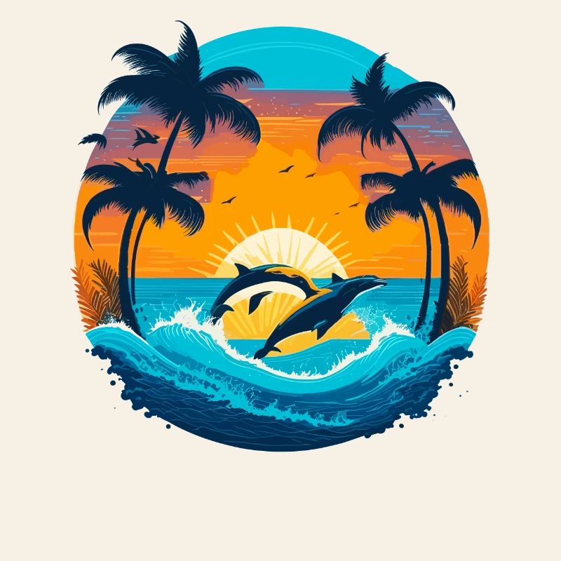 Coucher de soleil avec les dauphins