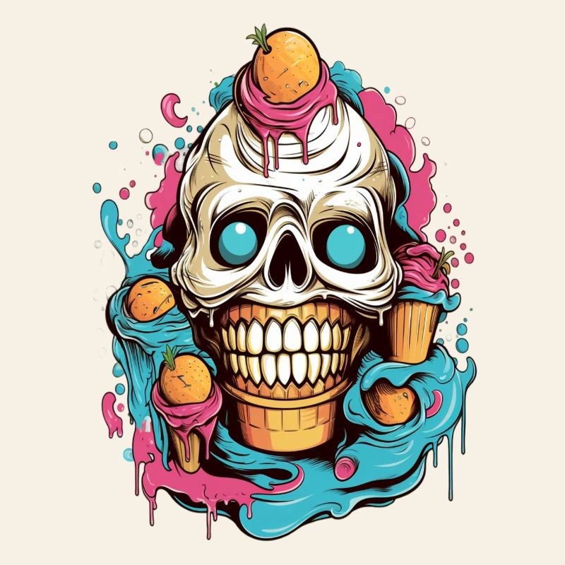 Skull Eistüte mit Fruchtmotiven