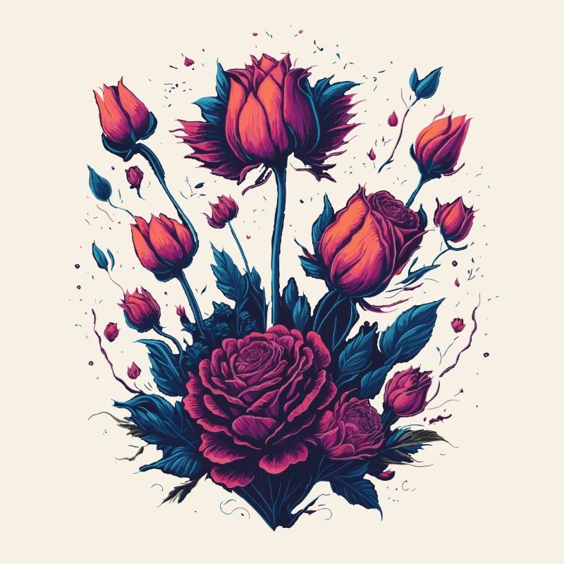Style de tatouage néon arbuste rose