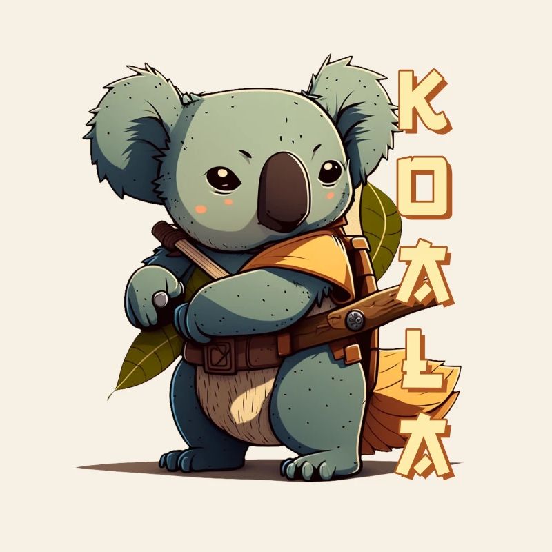 Samouraï Koala avec lettrage