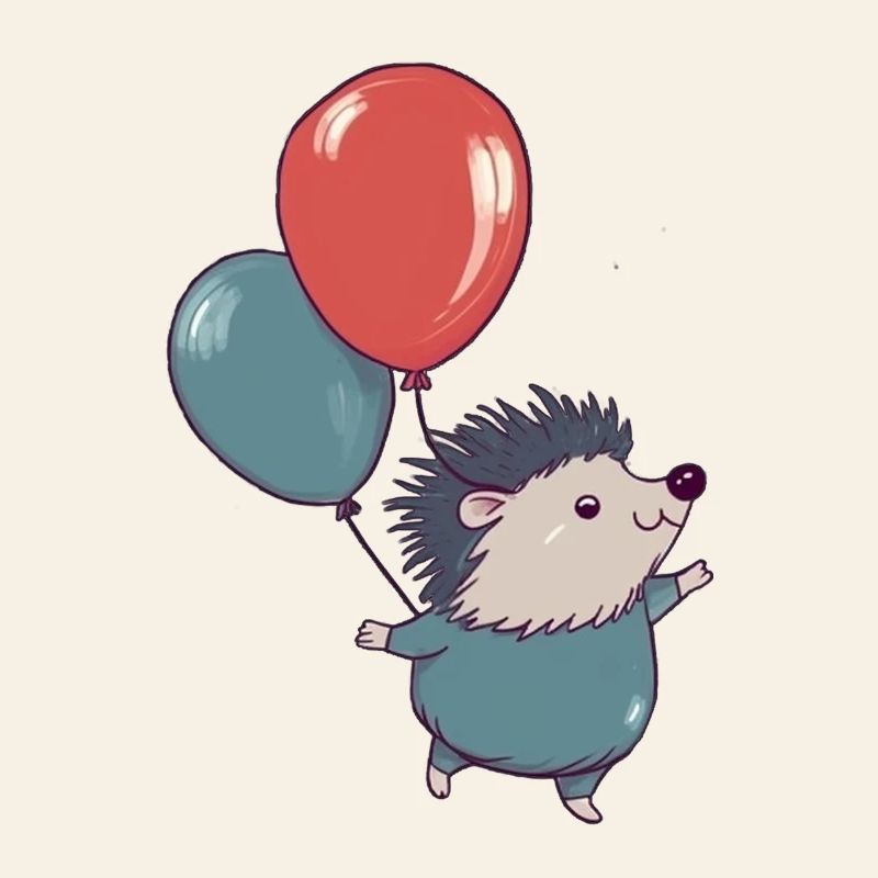 Kleiner Igel mit Luftballons