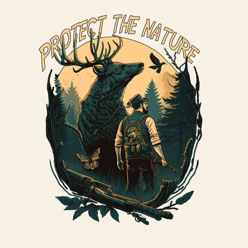 Chasseurs avec des animaux dans la forêt