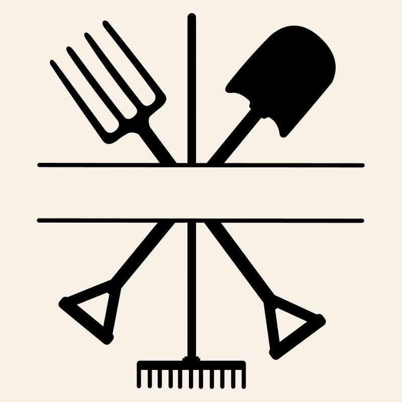 Garden tool crossed with text space