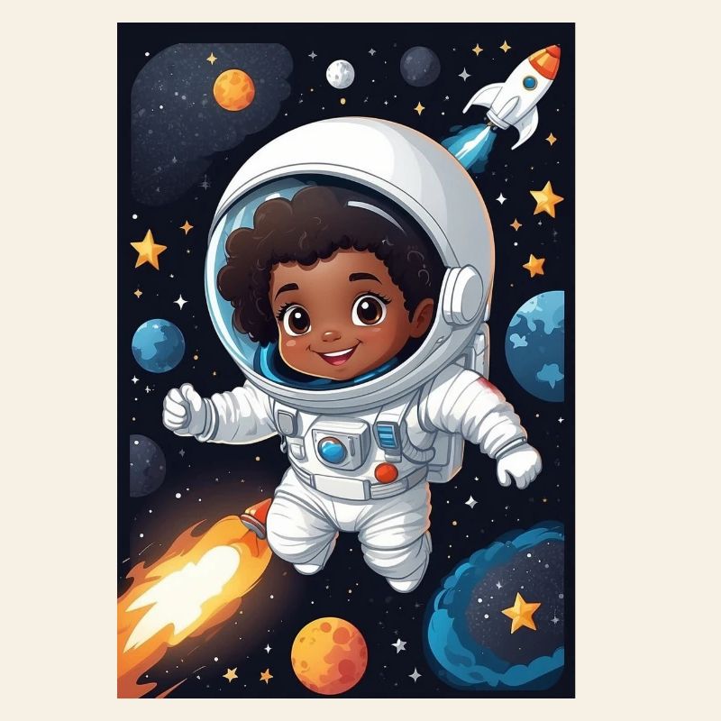 Enfant de l’espace avec combinaison d’astronaute