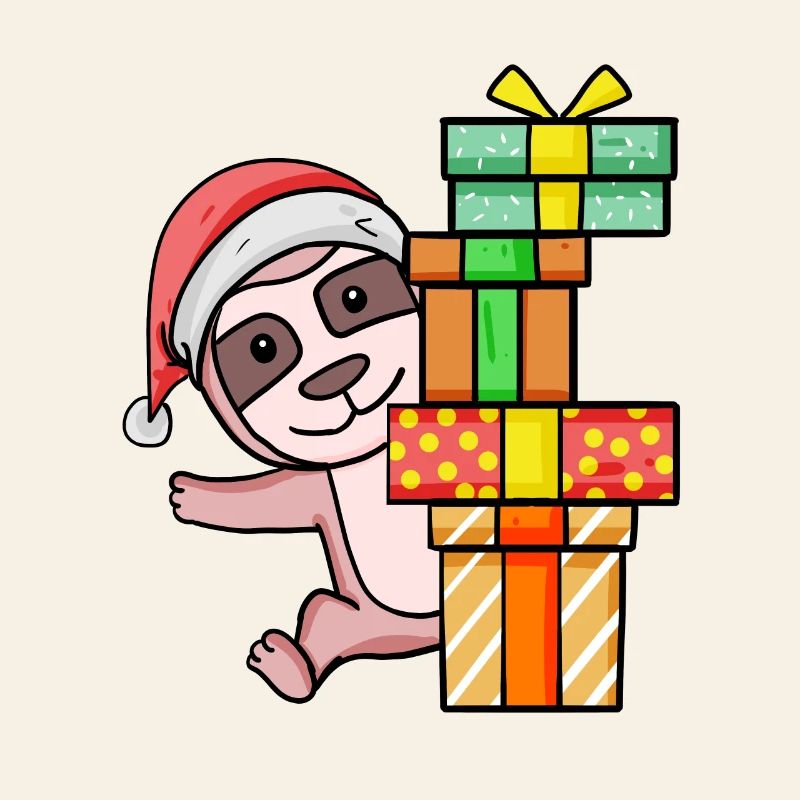 Sloth with Santa hat