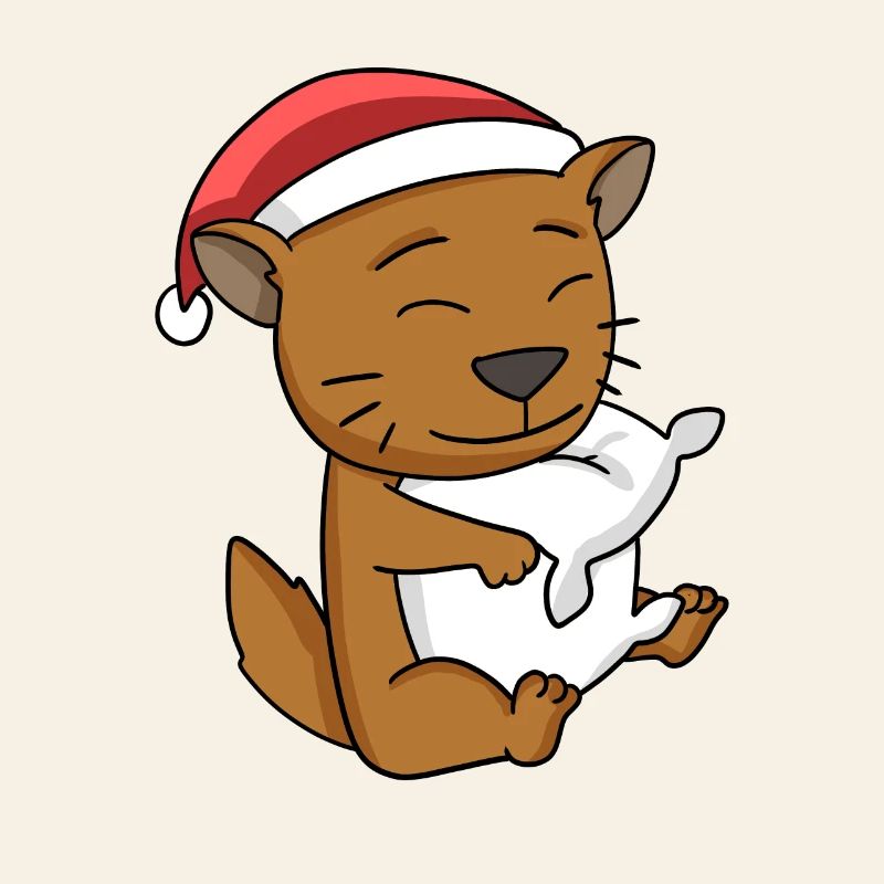 Chat Mignon Chat Somali Fatigué Noël