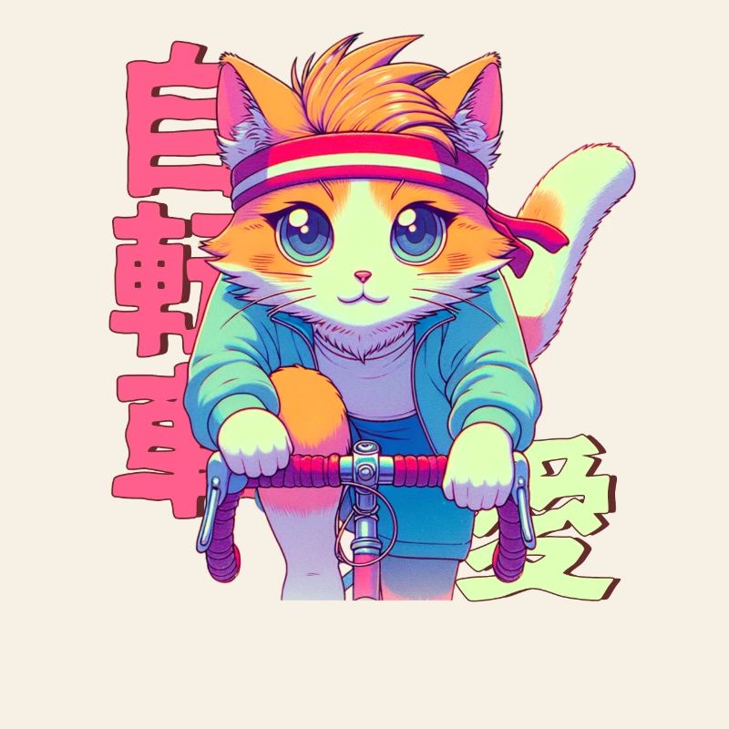 Chat d’anime cycliste Neko