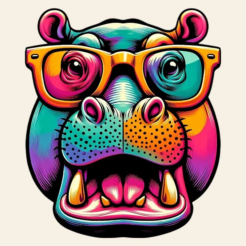 Nilpferd mit Brille