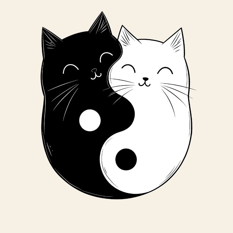 Yin et Yang Chats Chat Propriétaire Bouddhisme Graphique