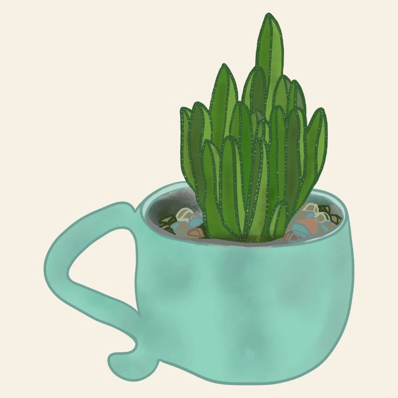 A cup with a succulent plant