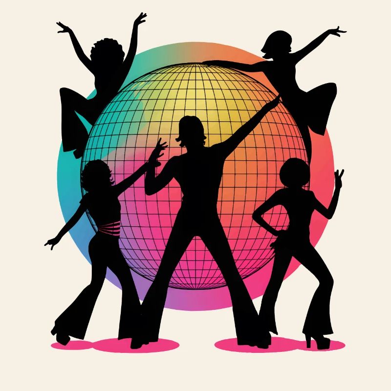 Rétro Disco Vibes Danse Silhouette Art