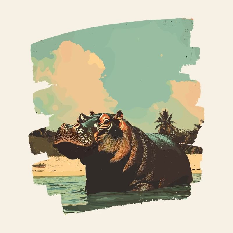 Hippopotame Rétro