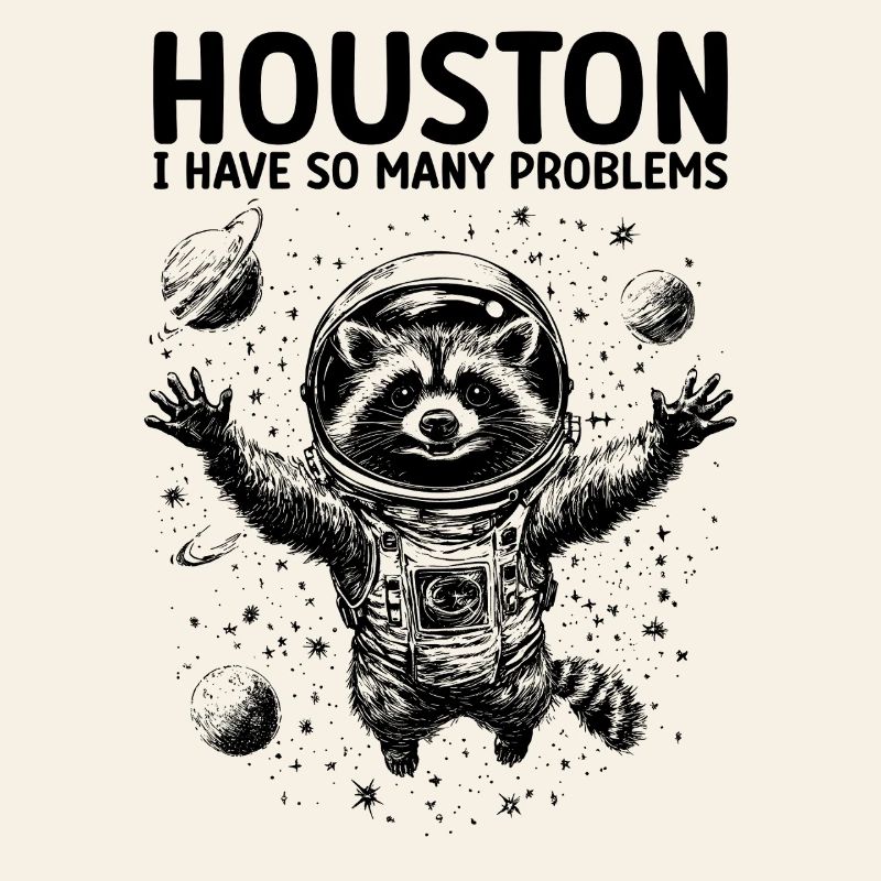 Houston I Have So Many Problems Raccoon Astronaut