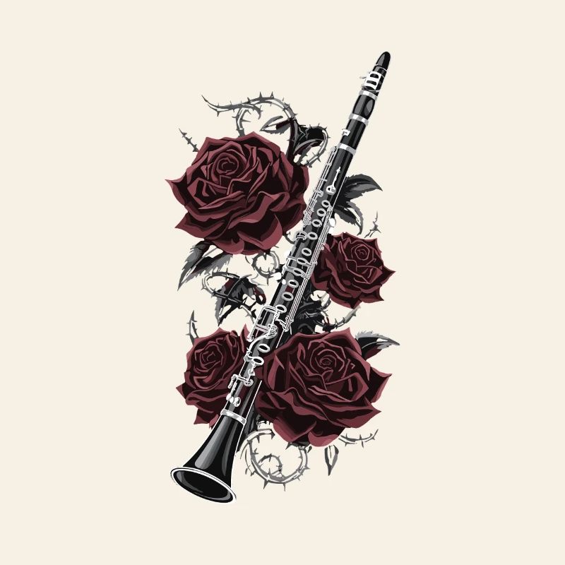 Clarinet with roses artwork