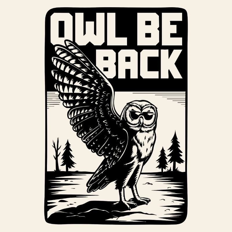 Eule Be Back Lustige Retro Eule Wortspiel Vogel