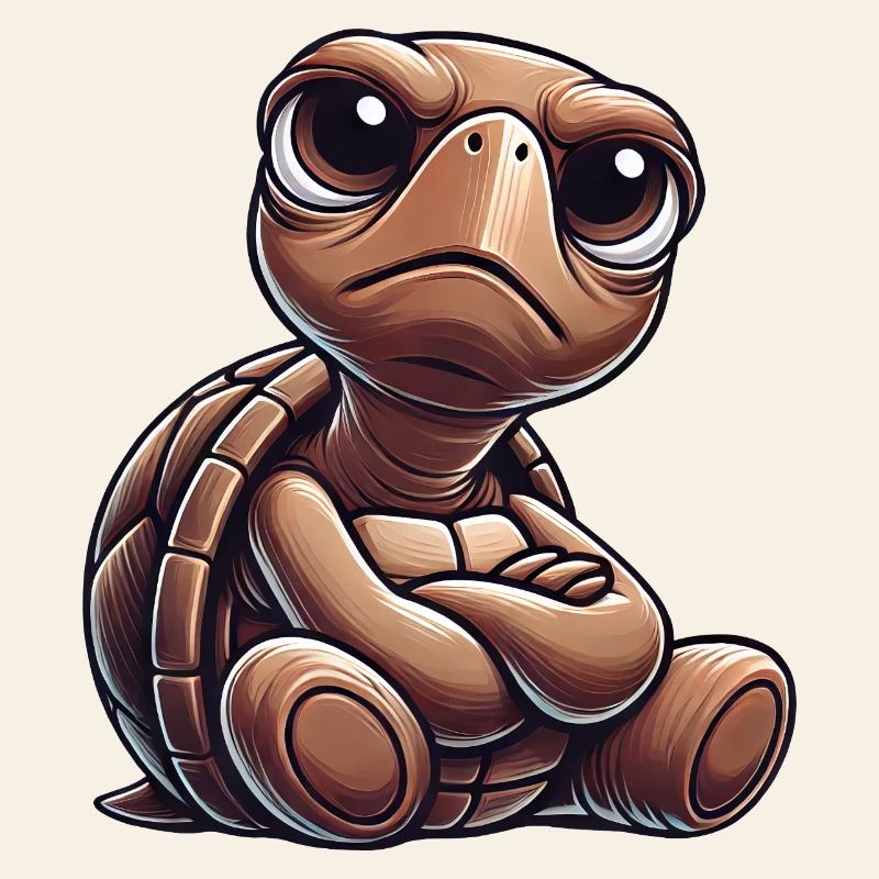 Grumpy cute cartoon turtle funny