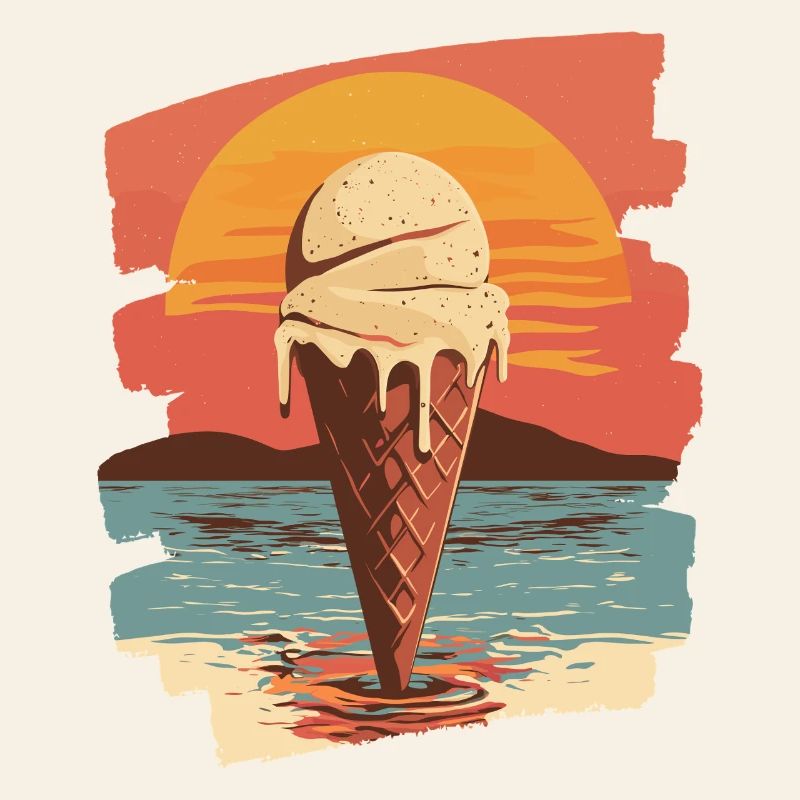 Glace et boule de glace coucher de soleil d’été