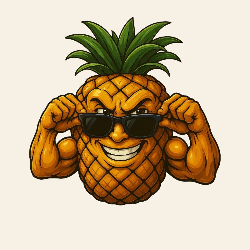Cool pineapple with sunglasses muscle biceps