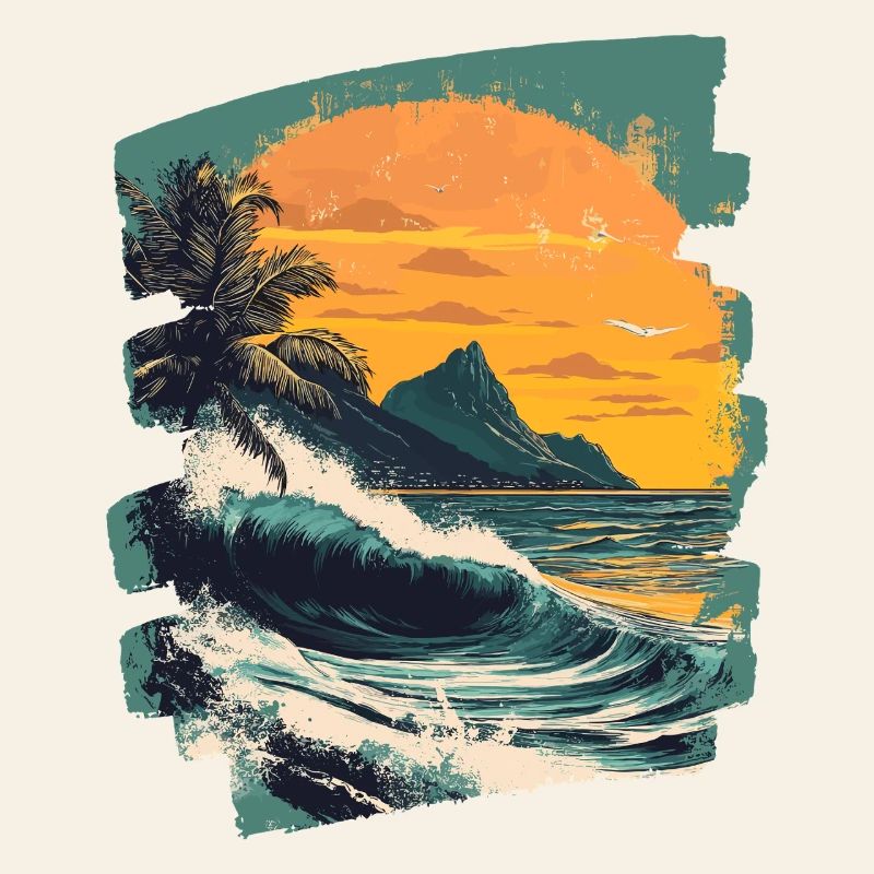 Beach Palm Trees Sunset Summer