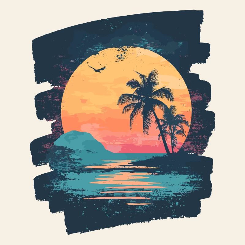 Beach Palm Trees Sunset Summer