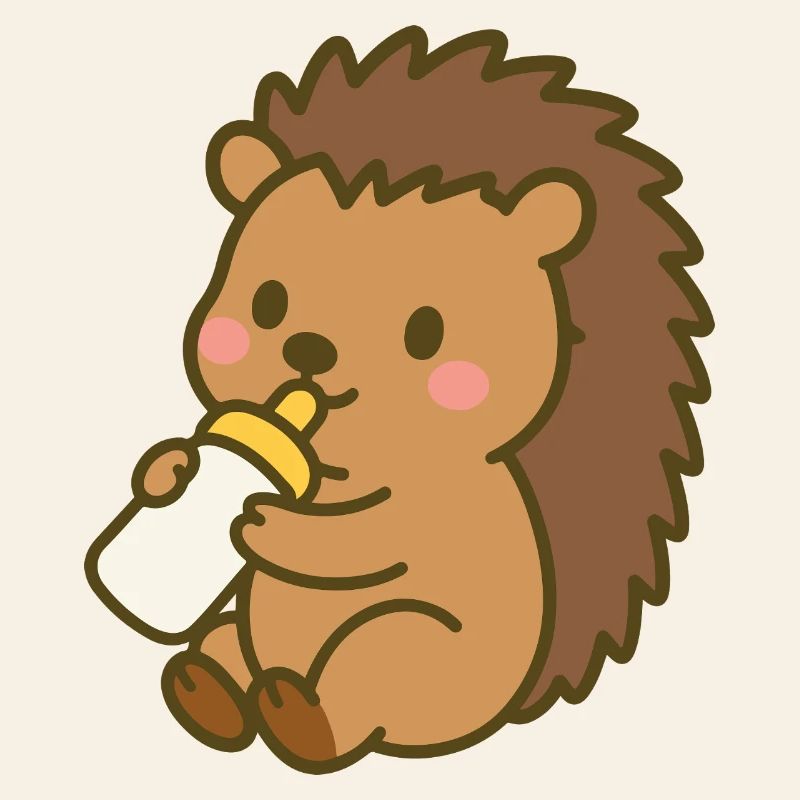 Igelchen mit Milchflasche