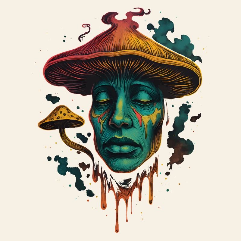 Visage de champignon psychédélique Design surréaliste