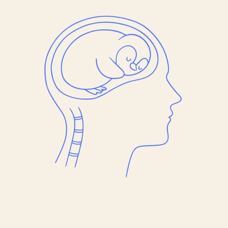 Minimalist Penguin Brain Silhouette