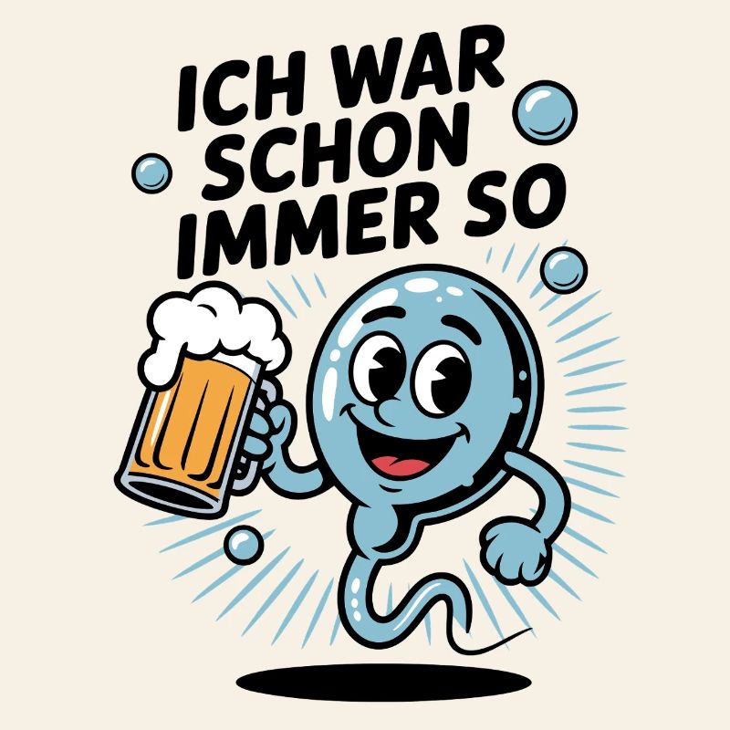 Lustiger Spruch Spermium mit Bierglas