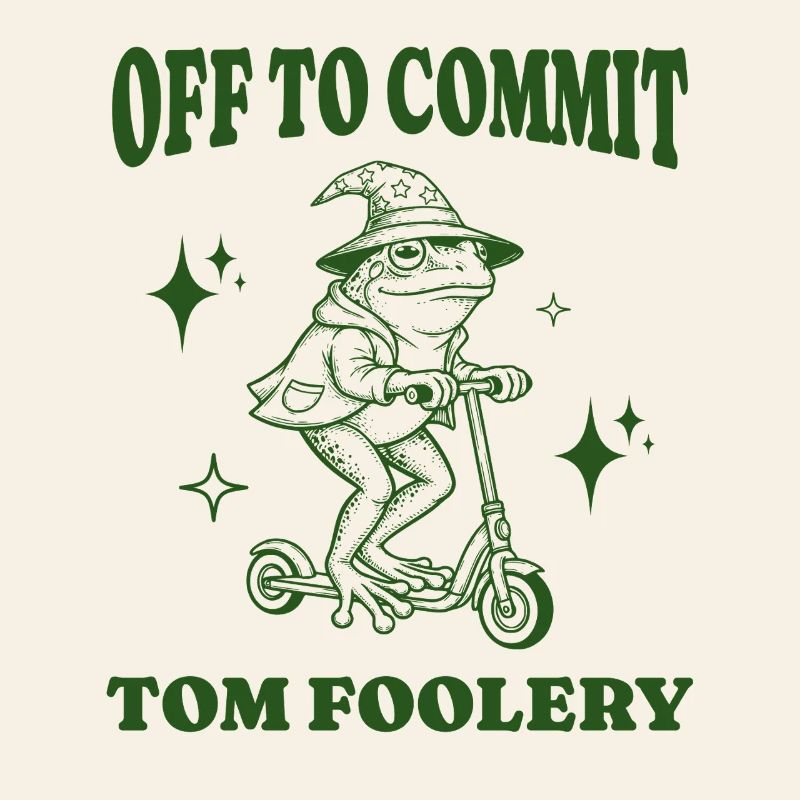 Off To Commit Tom Foolery Funny Frog Illustration