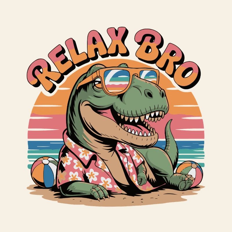 Relax Bro Dinosaur Beach Pattern