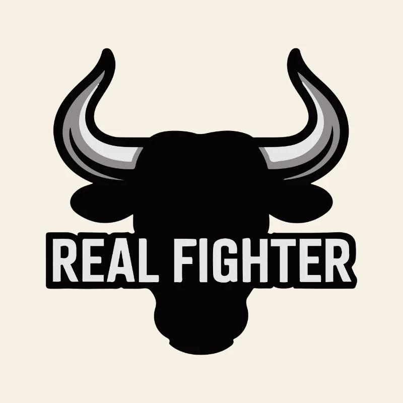 Bold Bull Skull with Real Fighter Text