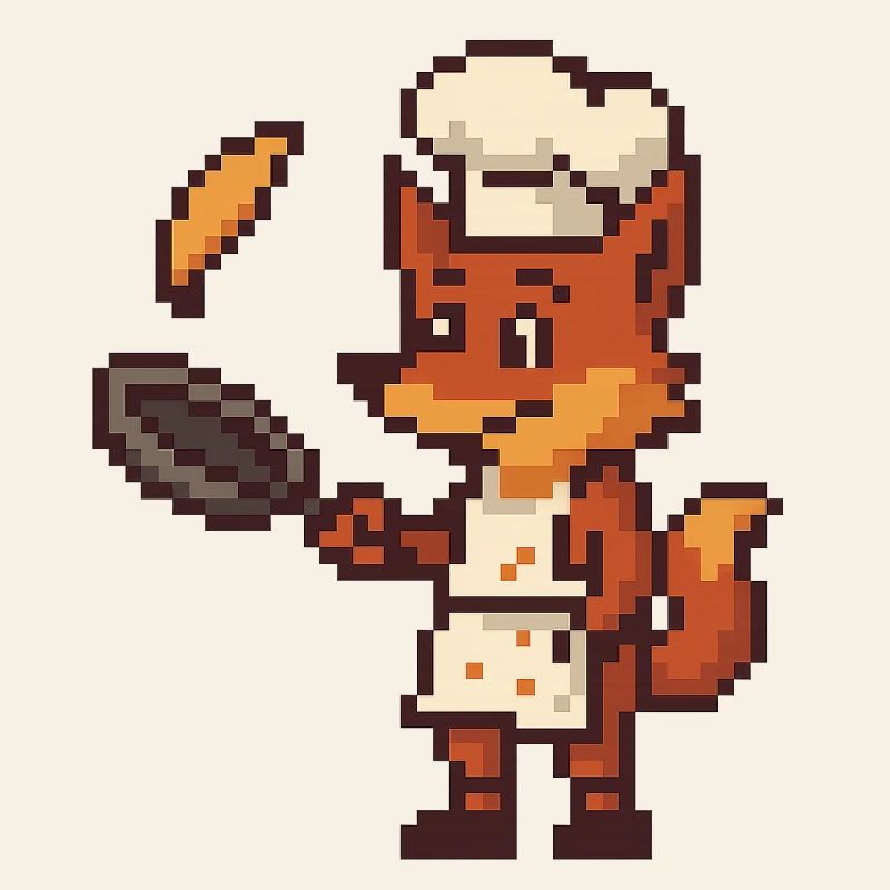 Pixelated Kitchen Chef Fox