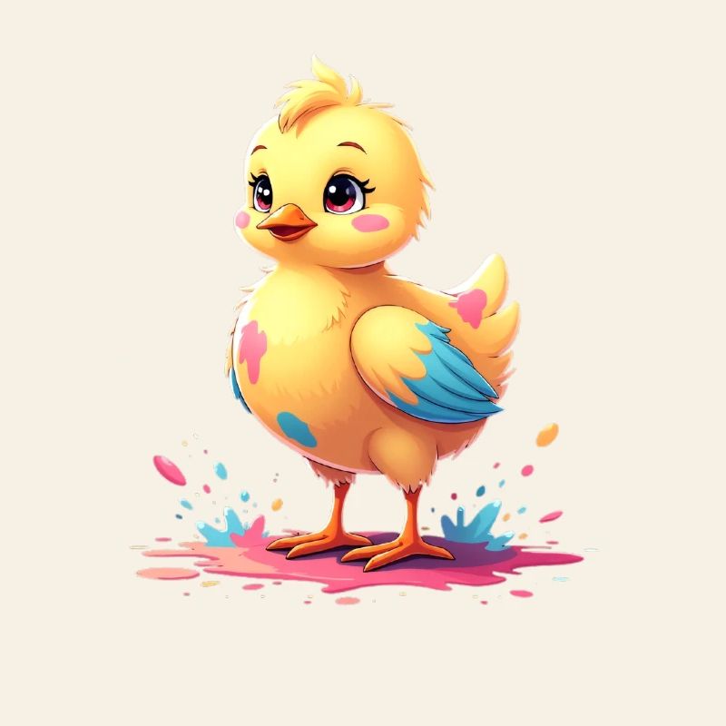 Poussin mignon avec des touches de couleur