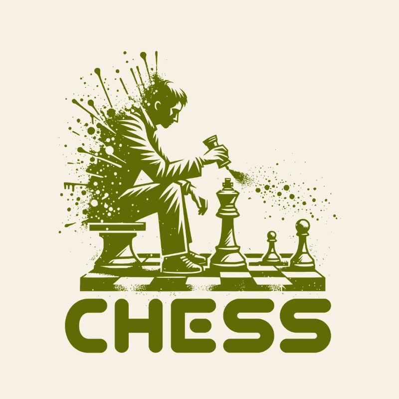 Silhouette de joueur d’échecs avec explosion de couleurs