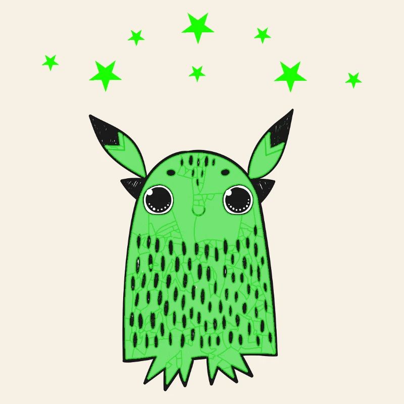 Doux monstre vert avec des étoiles