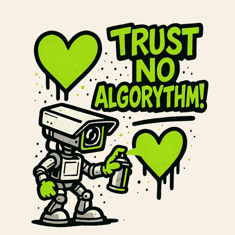 Robot with heart and anti-algorithm message