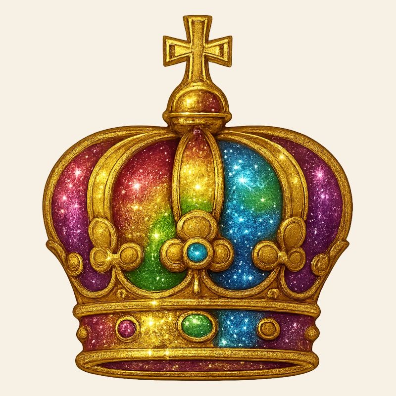 Regenbogen-Glitzerkronen-Design