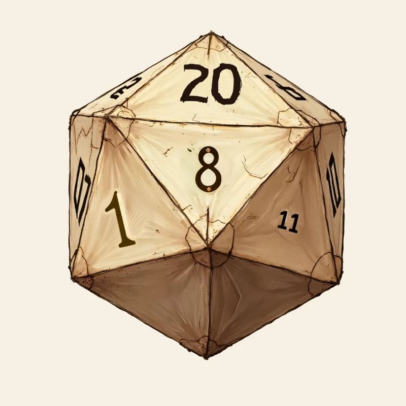D20 Cube – Renaissance Sketch Style Design