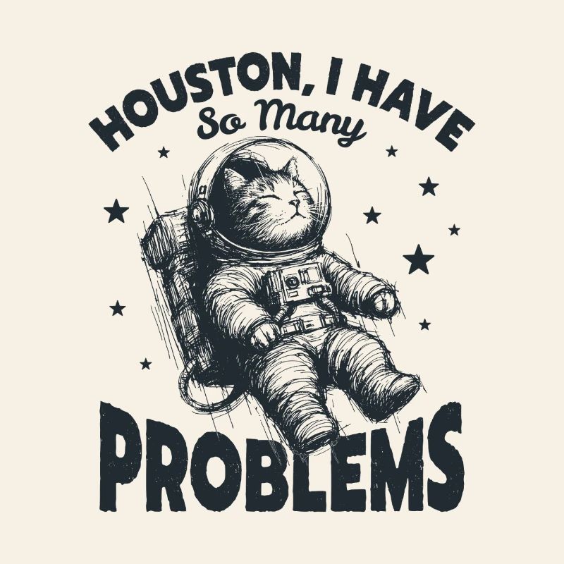  Houston I Have So Many Problems Funny Space Cat