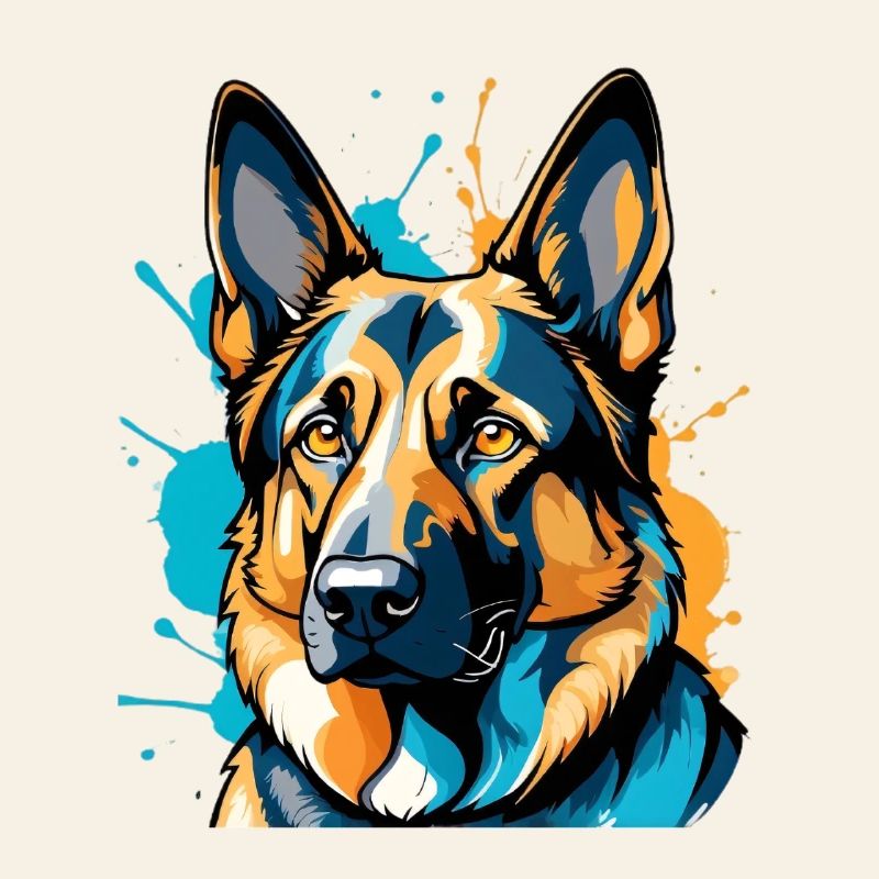 Lebendiger Schäferhund Farbexplosion