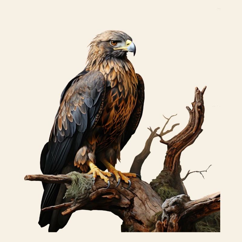 Imperial eagle on mossy branch