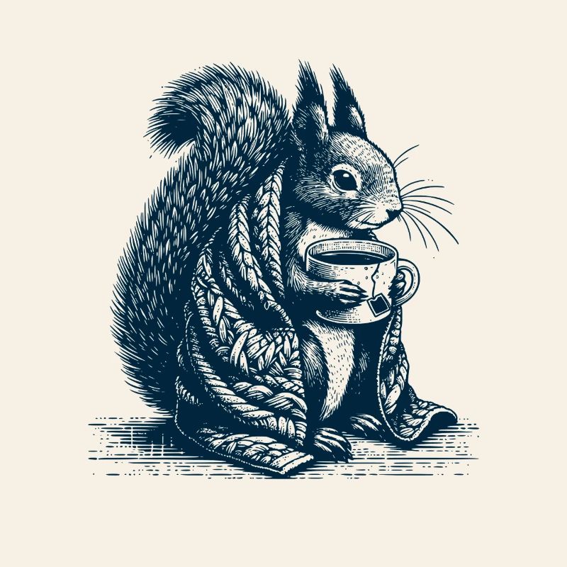Squirrel with tea