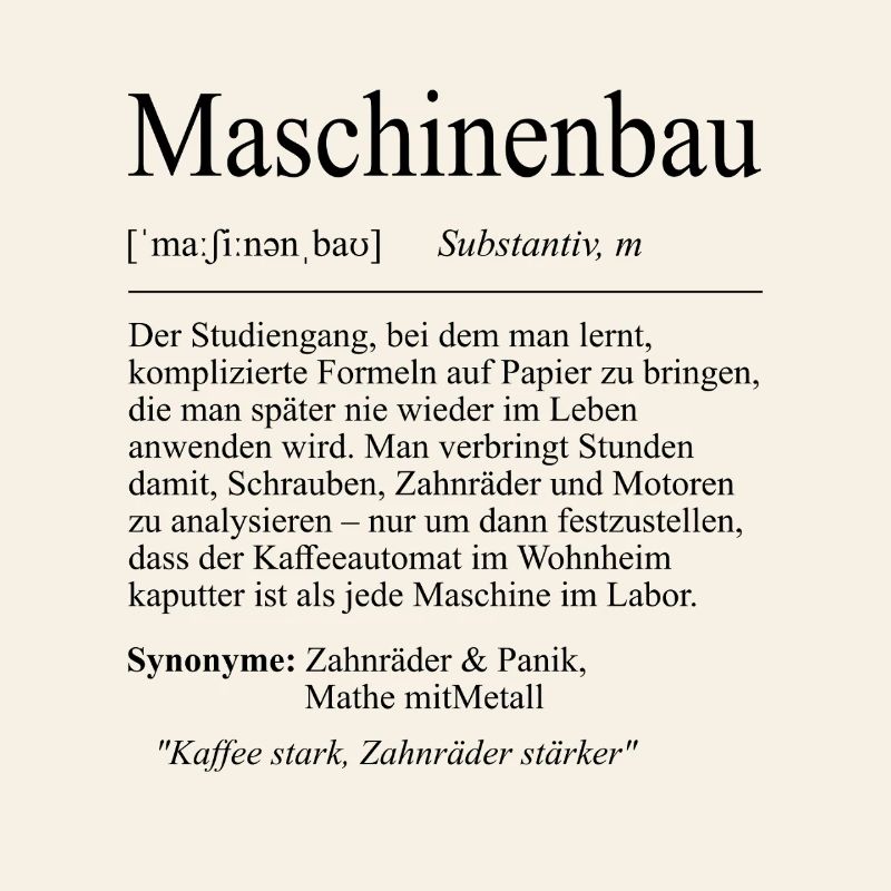 Unispruch "Maschinenbau" Geschenk, Studenten