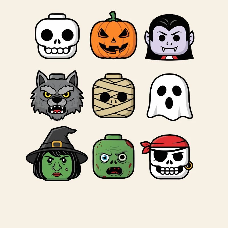 Halloween Bausteinköpfe Jugend Kind Halloween