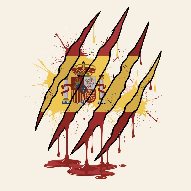 Scratch Mark Espagne Drapeau Griffe Style Grunge