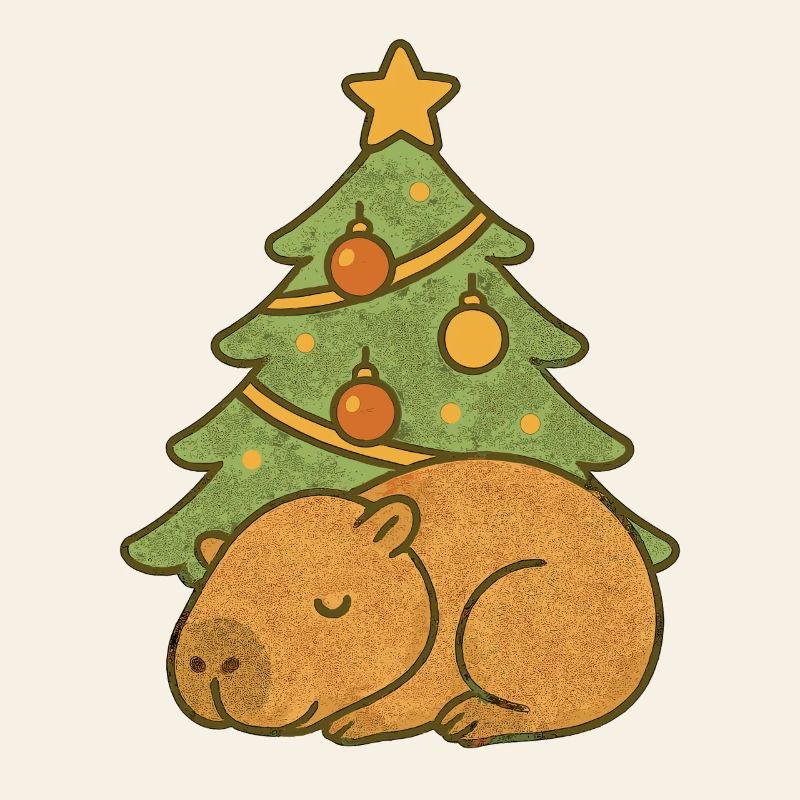✨ Schlafendes Capybara unterm Weihnachtsbaum 🎄
